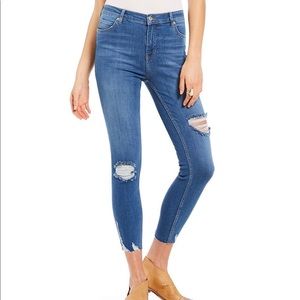 Free People Destructed Frayed Hem Ankle Jeans